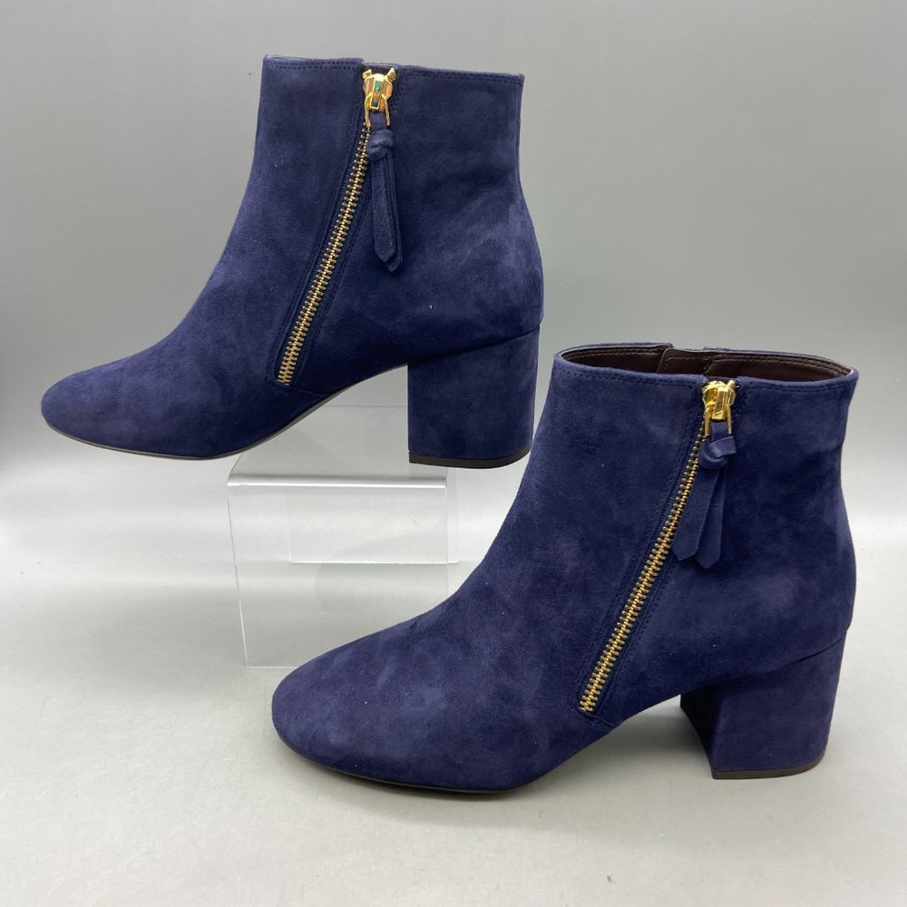 Cole Haan Saylor Grand Bootie II Women’s 6.5 M Blue Suede Ankle Boots Zipper NEW - Picture 3 of 13
